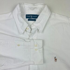 Ralph Lauren Mens White Oxford Button Down Shirt Long Sleeve Pony Logo XL